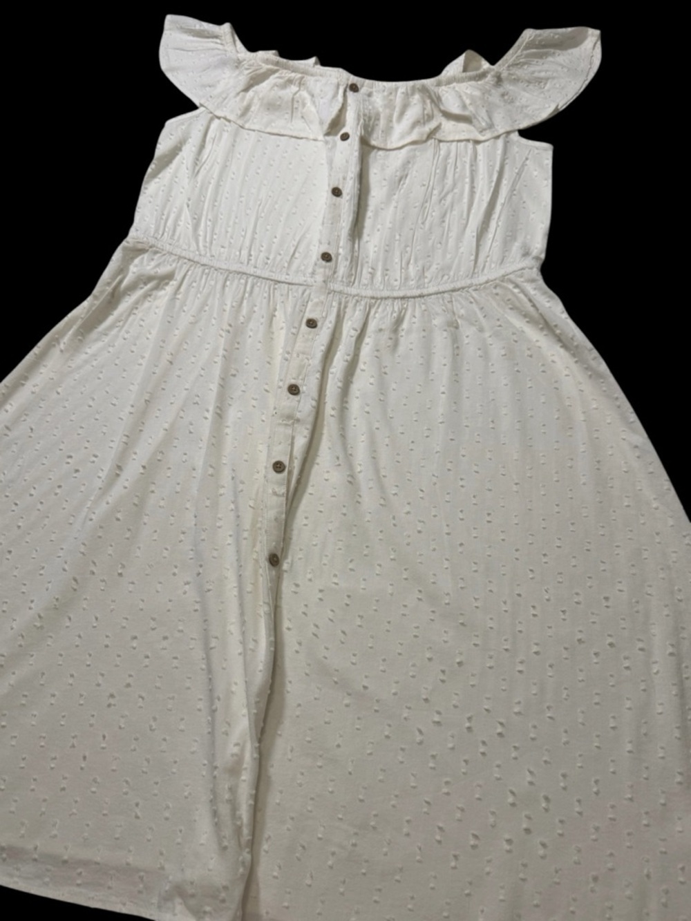 SO White Eyelet Maxi Dress with Ruffle Neckline